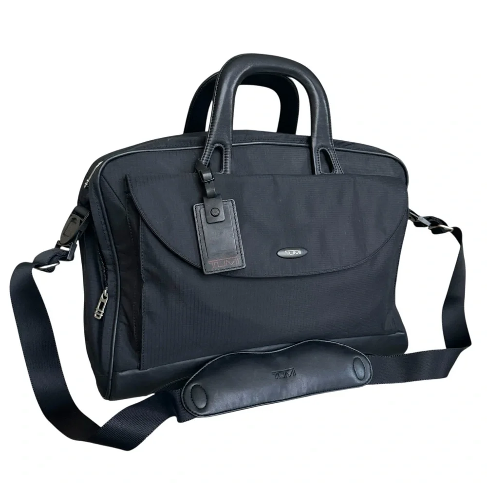 TUMI Alpha Laptop Bag Briefcase Black Ballistic Nylon Travel Bag